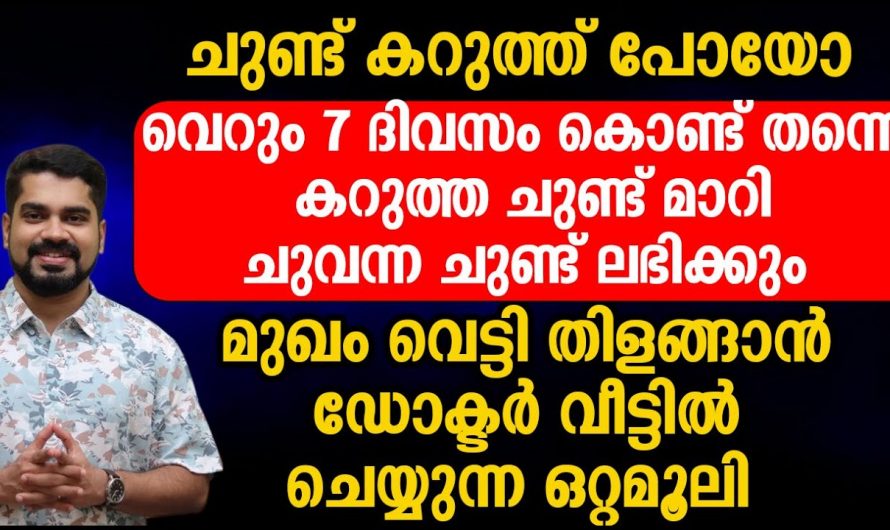 നിങ്ങൾ ചുവന്ന് തുടുത്ത ചുണ്ടുകൾ ആഗ്രഹിക്കുന്നവരാണ് എങ്കിൽ വെറും ഏഴു ദിവസം കൊണ്ട് തന്നെ നമുക്ക് ഇത് മാറ്റിയെടുക്കാം