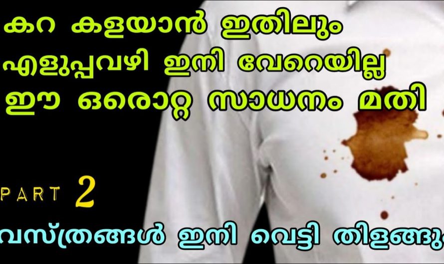 വസ്ത്രങ്ങളിലെ കറകൾ ഇനി കളയുവാൻ വളരെ എളുപ്പം