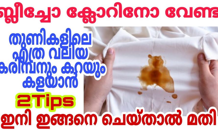 വിളിച്ചോ ക്ലോറിനോ ഇല്ലാതെ തുണികളിലെ കറകൾ മാറ്റിയെടുക്കാം.