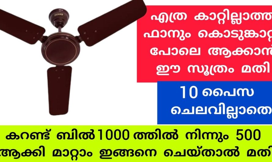 ഈയൊരു സൂത്രം മതി ഫാനിന്റെ കാറ്റ് പഴയതിനേക്കാളും ഇരട്ടിയാക്കാൻ..