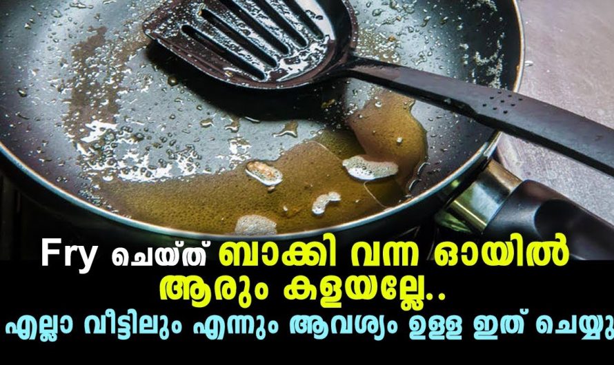 അടുക്കളയിൽ വറുത്തതിനുശേഷം എണ്ണ ബാക്കിയുണ്ടോ? എങ്കിൽ ഇതാരും കാണാതെ പോകല്ലേ.