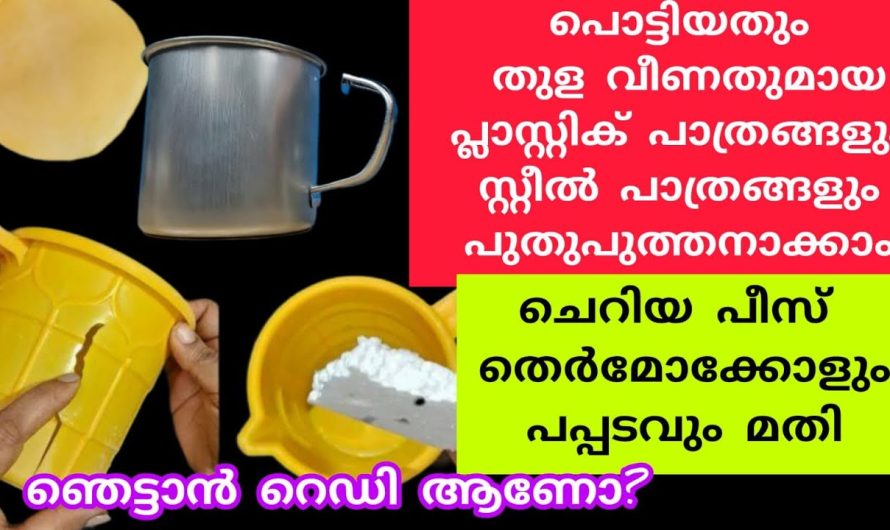 സ്റ്റീൽ പാത്രങ്ങളിലെ ഓട്ട വിള്ളൽ എളുപ്പത്തിൽ പരിഹരിക്കാൻ തെർമോക്കോൾ മാത്രം മതി…