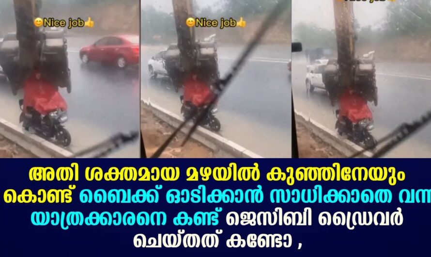 പെരുമഴ തകർത്തു പെയ്യുമ്പോൾ ജെസിബി ഡ്രൈവർ ചെയ്തത് കണ്ടോ..