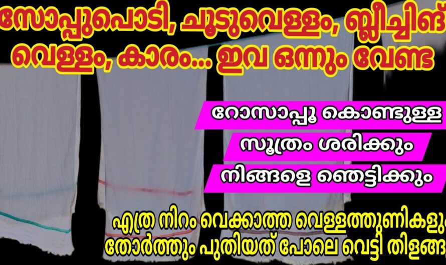 വെളുത്ത വസ്ത്രങ്ങൾ എപ്പോഴും തിളങ്ങാൻ ഒരു ഒറ്റ കാര്യം ചെയ്താൽ മതി..